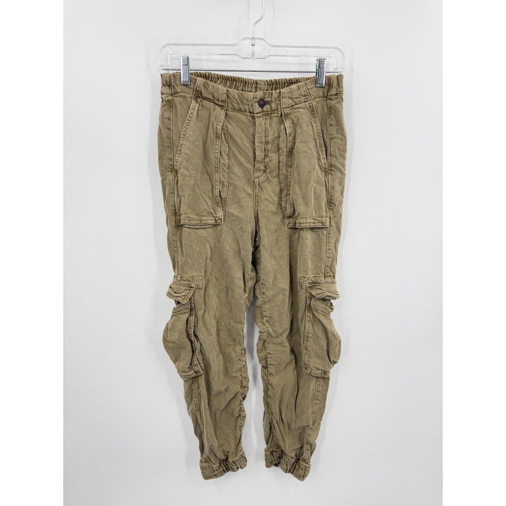 AllSaints Cargo Joggers Womens Size 2 Olive Green Utility Elastic Waist Pants